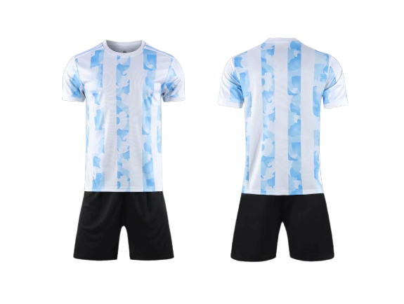 תלבושת  כדורגל צבע תכלת דמוי ארגנטינה  (לוגו+ספונסר שלכם)