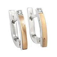 עגילי כסף מצופים זהב 9K משובצים אבני זרקון A8532 | תכשיטי כסף 925