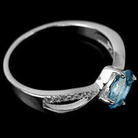 טבעת כסף משובצת טופז כחול וזרקונים RG5579 | תכשיטי כסף 925 | טבעות כסף