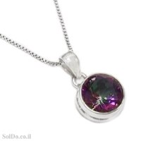 תליון מכסף משובץ מיסטיק טופז T6207 | תכשיטי כסף