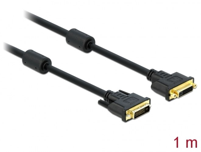 כבל מאריך DVI 24+1 זכר לחיבור 24+1 DVI נקבה באורך 1 מטר Delock Extension Cable
