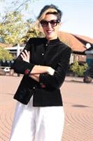 ג'קט וינטג' קטיפה שחורה ורקמה מידה S/M