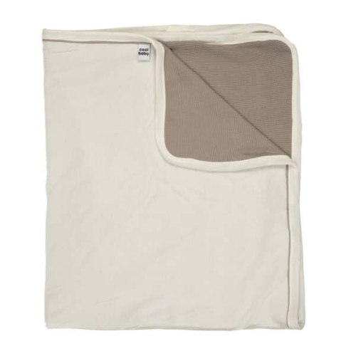 שמיכת ג'רסי דו צדדית דקה עם שם התינוק- לבן/ אפור וופל דו צדדי