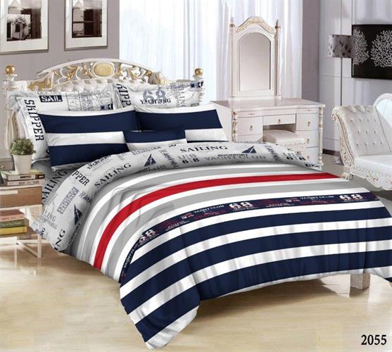 סט מלא זוגי 100% כותנה סרוקה דגם פסים