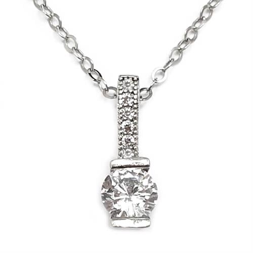 תליון סוליטר מכסף משובץ אבני זרקון T5951 | תכשיטי כסף