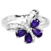 טבעת כסף "פרפר" משובצת אמטיסט סגול וזרקונים RG5633 | תכשיטי כסף 925 | טבעות כסף