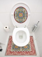 שטיחון ומדבקה לאסלה  ברצלונה אדום דגם 248