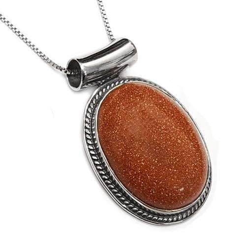 תליון מכסף משובץ אבן סאנסטון  T5929 | תכשיטי כסף