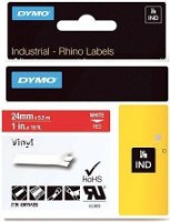 סימון ויניל לבן על רקע אדום Dymo 1805429 Vinyl IND Tape 24mmx5.5m