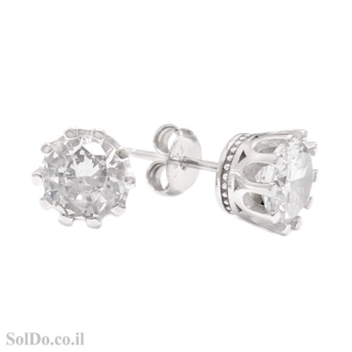 עגילים מכסף צמודים משובצים אבני זרקון A8849 | תכשיטי כסף 925