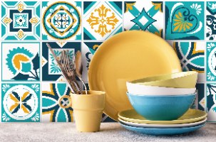 12 מדבקות לאריחים 10*10 ס''מ רטרו דגם 1291