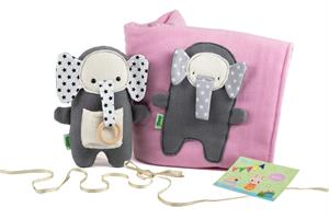 חבילת מתנה לתינוק: שמיכת תינוק ובובת התפתחות סער הפיל