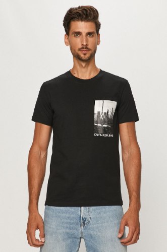 טי שרט גברים CALVIN KLEIN צבע שחור כיס