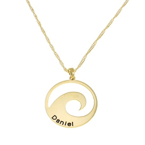 שרשרת עיגול עם גל וחריטה דגם LA330