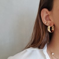 עגיל חישוק רחבים מזהב לבן 2.5 ס"מ