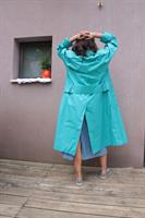 מעיל טרנץ' תכלת ארוך Trench Coat מידה XL/XXL