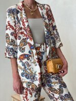 חליפת בלייזר הדפס שמנת