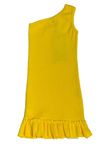 שמלת ריב כתף אחת צהוב 2-16