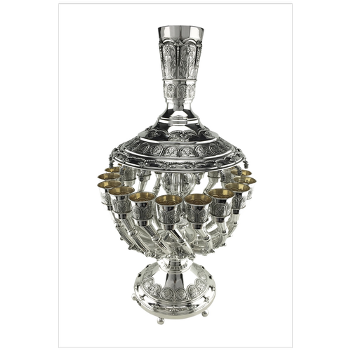 מחלק יין כסף טהור 18 כוסות דגם שערים אמפריום