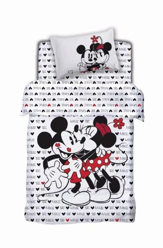 סט מצעים למיטה וחצי 120/200 מיקי ומיני לאב- 100% כותנה