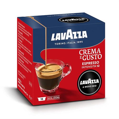 16 קפסולות קפה LAVAZZA A MODO MIO אורגינל תערובת Crema e Gusto- אדום-כחול