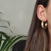 עגילי חישוק זהב 3 סמ  עבים מלאים עם נוכחות