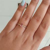 טבעת אירוסין זהב עם אבן חן טורמלין| טבעת יהלומים ואבן חן