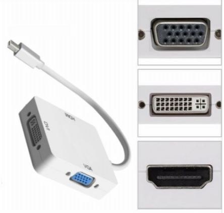 מתאם 3ב1- MINI DISPLAY PORT TO HDMI/DVI/VGA