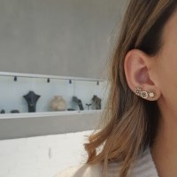 עגילי מעגלי יהלומים לבנים ושחורים 0.38 קראט בזהב 14 קאראט