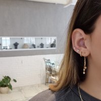 עגילי כדורים נתלים 14 קראט 3 צבעים