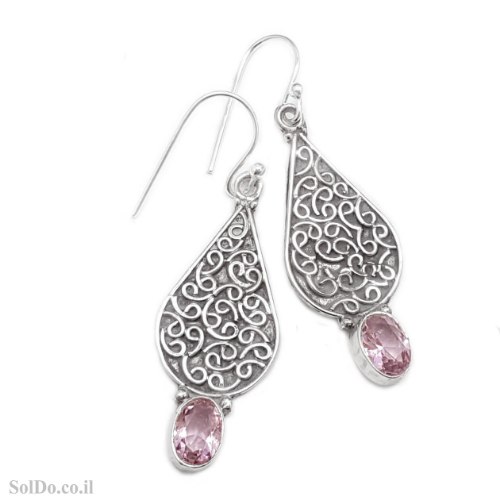 עגילים מכסף משובצים אבני קונזייט A8916 | תכשיטי כסף | עגילי כסף