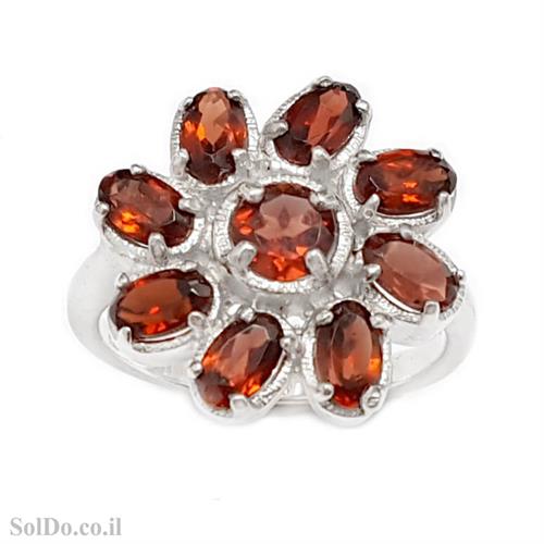 טבעת מכסף משובצת אבני גרנט RG1690 | תכשיטי כסף 925 | טבעות כסף
