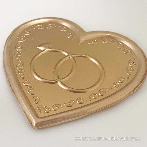 לב עם טבעות נישואין  ליצירה בשוקולד ובבצק סוכר| טופר לב חתונה | תבנית אירוסין חדש מאתי דבש