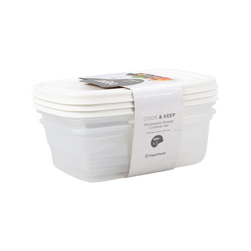 סט 3 קופסאות 600ML מלבן Cook&Keep BG-616