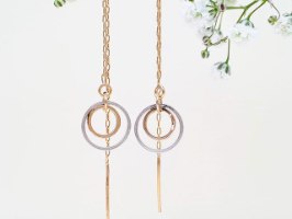 E-03 עגילי שרשרת עשויים גולדפילד 14K דגם קטן