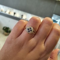 טבעת זהב 14K משובצת אבן אמרלד ויהלומים 0.65 קראט