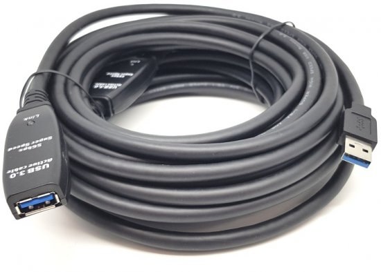 כבל מאריך מקצועי עם מגבר USB3.0 זכר A לחיבור USB3.0 נקבה A באורך 10 מטר