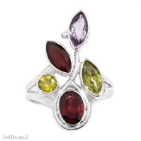 טבעת מכסף משובצת אבני חן RG6276 | תכשיטי כסף 925 | טבעות כסף