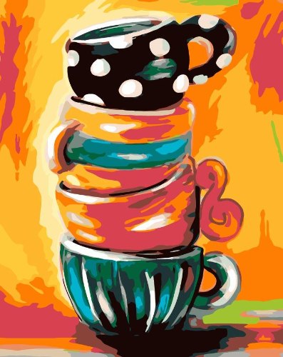 צביעה לפי מספרים - ערימת ספלים