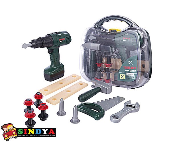 סט כלי עבודה עם מברגה חשמלית במזוודה מהודרת לנגר הצעיר