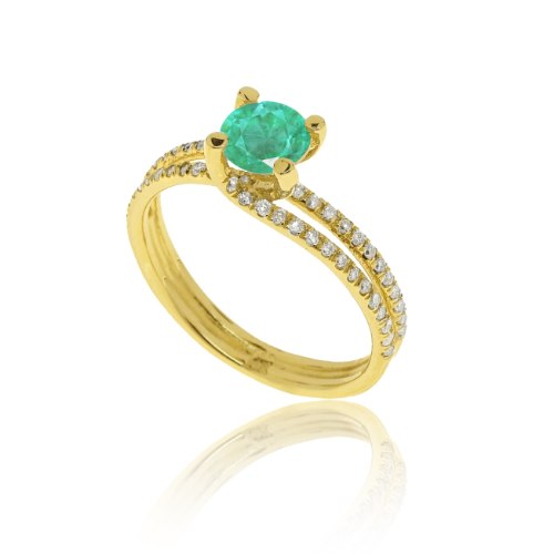 טבעת מעוצבת יהלומים │ טבעת זהב עם יהלומים │ טבעת זהב לאישה עם אמרלד ויהלומים