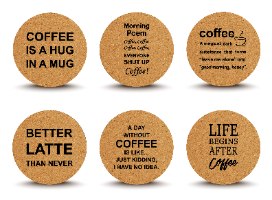 6 תחתיות עגולות שונות על קפה