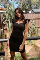 שמלת יולי כתפיות וולן שחורה