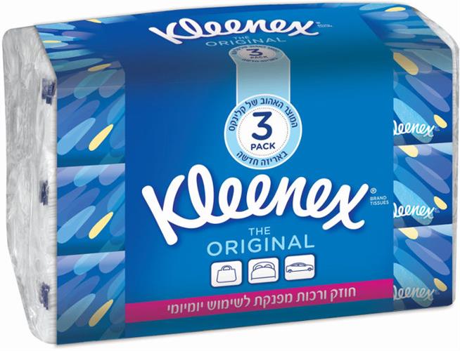 ממחטות אף קלינקס רכות מפנקת לשימוש יומיומי מארז שלישייה Kleenex