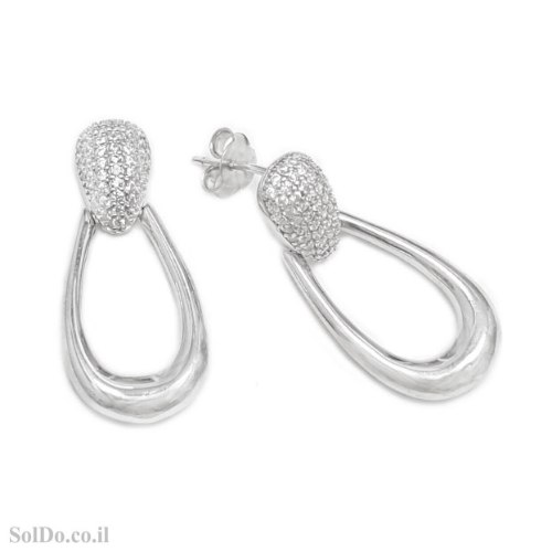 עגילים מכסף תלויים משובצים אבני זרקון A8880 | תכשיטי כסף 925
