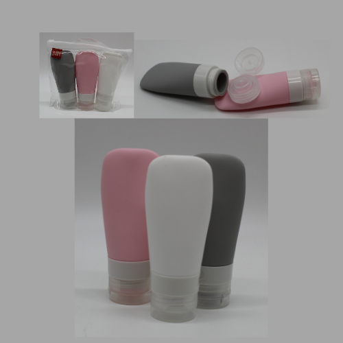 מארז תיק + 3 בקבוקי סיליקון למילוי קרם