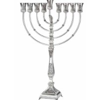 חנוכיית כסף טהור דגם ארוזית חלק / מעוטר