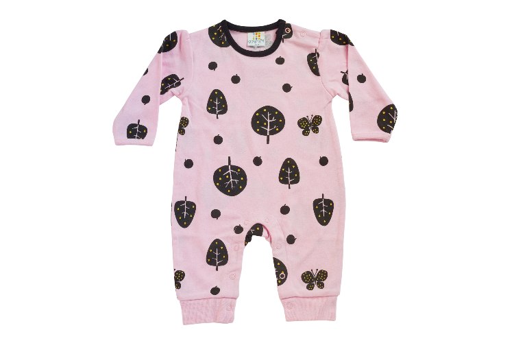 אוברול טריקו ארוך עצים ורוד בייבי