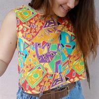 גופייה צהובה מודפסת מידה M/L