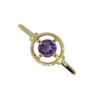 טבעת ילדות ונערות זהב צהוב 14K זירקון סגול  OP0514012430